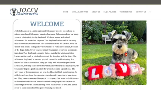 A screenshot of Jollyschnauzers.com