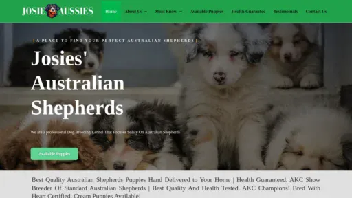 A screenshot of Josieaussies.com