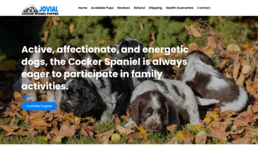 A screenshot of Jovialcockerspanielpuppies.com
