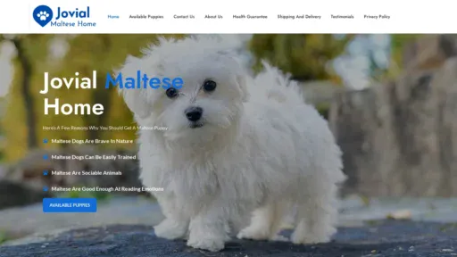 A screenshot of Jovialmaltesehome.com
