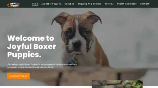 A screenshot of Joyfulboxerpuppies.com