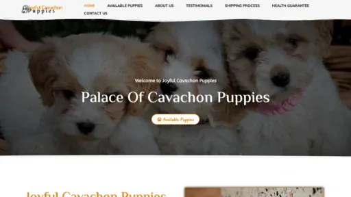 A screenshot of Joyfulcavachonpuppies.com