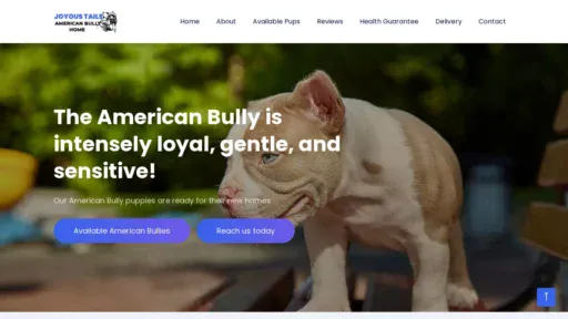 A screenshot of Joyoustailsamericanbullyhome.com