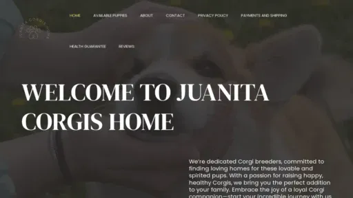 A screenshot of Juanitacorgishome.com