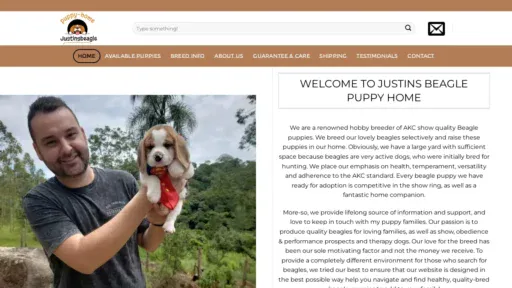 A screenshot of Justinsbeaglehome.com