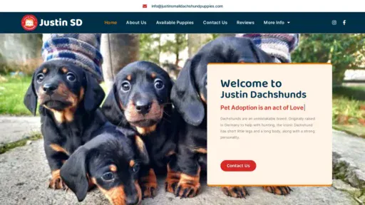 A screenshot of Justinsmalldachshundpuppies.com