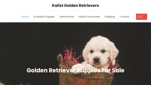 A screenshot of Kalistgoldenretrievers.com