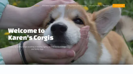 A screenshot of Karenscorgis.com