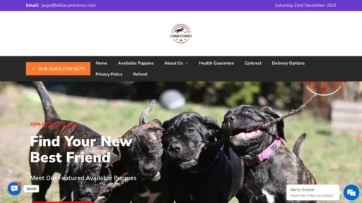 A screenshot of Kelliacanecorso.com
