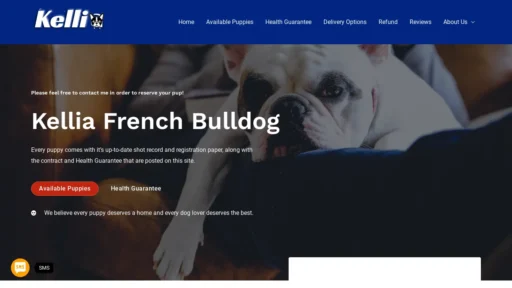 A screenshot of Kelliafrenchie.com