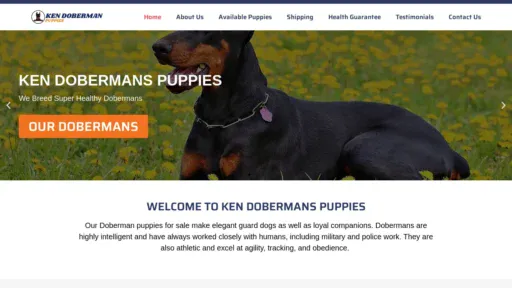 A screenshot of Kendobermanpuppies.com