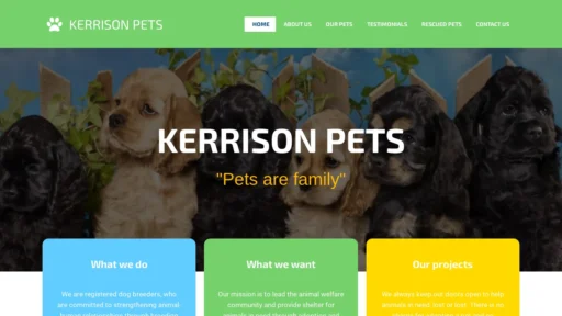 A screenshot of Kerrisonpetsau.com