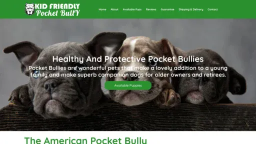 A screenshot of Kidfriendlypocketbully.com