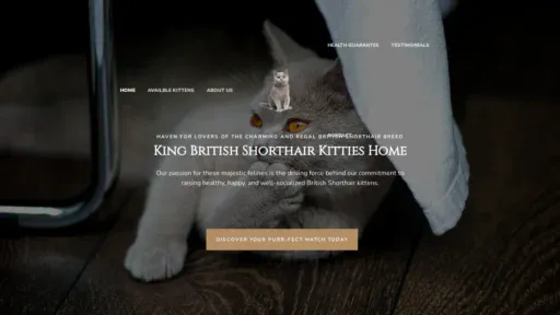 A screenshot of Kingbritishshorthairkittieshome.com