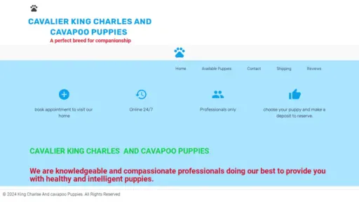 A screenshot of Kingcharlesandcavapoo.com