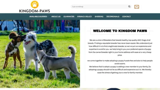 A screenshot of Kingdom-paws.com