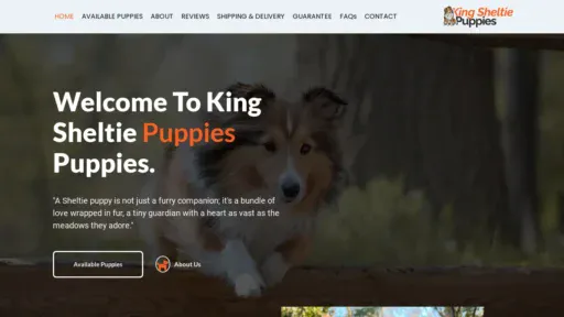 A screenshot of Kingsheltiepuppies.com