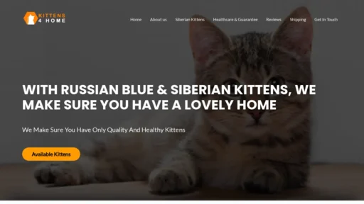 A screenshot of Kittens4home.com