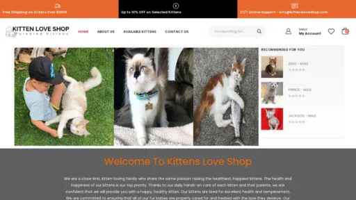 A screenshot of Kittensloveshop.com