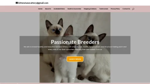 A screenshot of Kittenstanzcattery.com