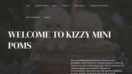 A screenshot of Kizzyminipoms.com