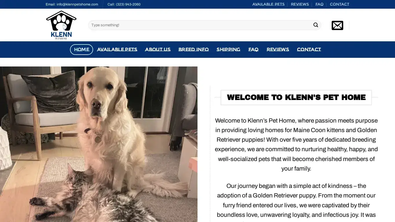 is Klenn Pet's Home – Golden Retriever puppies and Maine Coon kittens for sale legit? screenshot