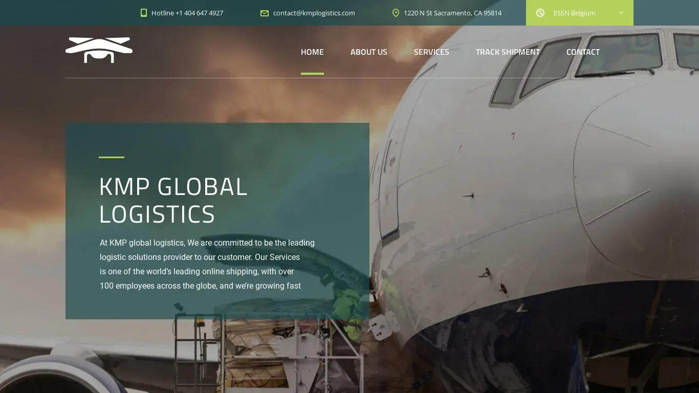 A screenshot of Kmplogistics.com