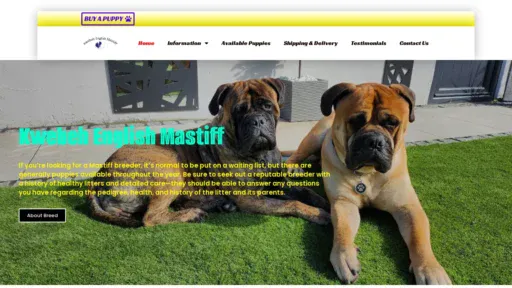A screenshot of Kwebehenglishmastiff.com