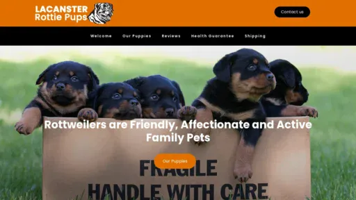 A screenshot of Lacansterrottiepups.com