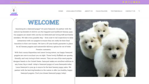 A screenshot of Laurasamoyeds.com