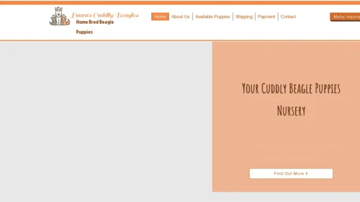 A screenshot of Laurascuddybeagles.com