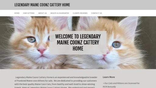 A screenshot of Legendarycoonzcattery.com