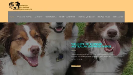 A screenshot of Leonardaustralianshepherdpuppies.com
