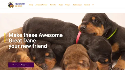 A screenshot of Lesleydobermanpups.com