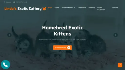 A screenshot of Lindasexoticcattery.com