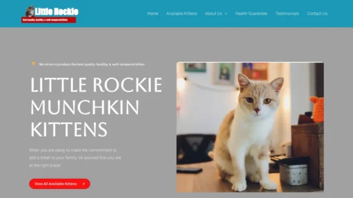 A screenshot of Littlerockiemunchkincattery.com