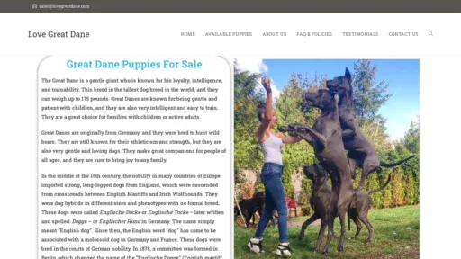 A screenshot of Lovegreatdane.com