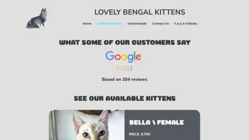 A screenshot of Lovelybengalkittens.com