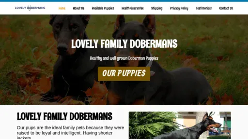 A screenshot of Lovelyfamilydobermans.com