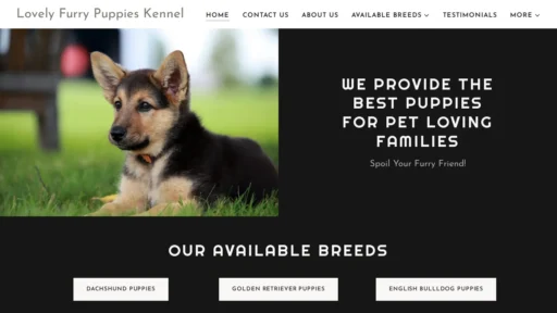A screenshot of Lovelyfurrypuppieskennel.co.za