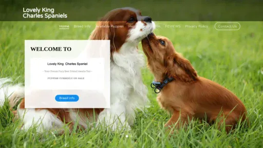 A screenshot of Lovelykingcharlesspaniels.com