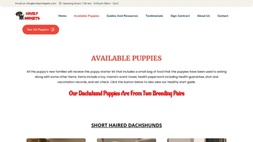 A screenshot of Lovelymidgets.com