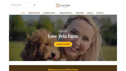 A screenshot of Lovepetsfarm.com