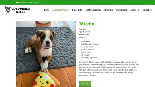 A screenshot of Loveworldboxer.com