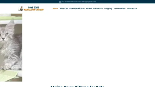 A screenshot of Lovezonemainecooncattery.com