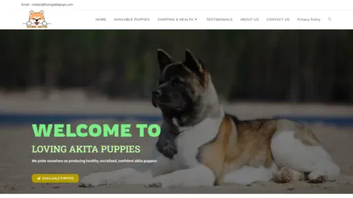 A screenshot of Lovingakitapups.com