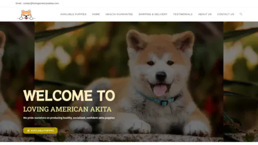 A screenshot of Lovingamericanakitas.com