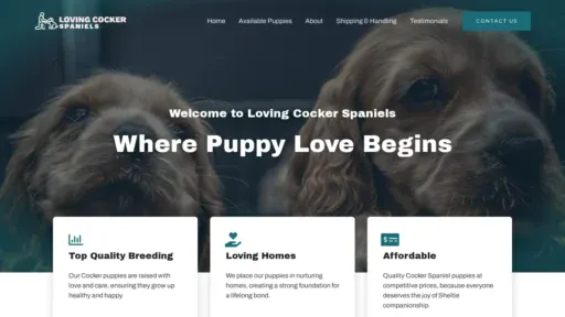 A screenshot of Lovingcockerspaniels.com