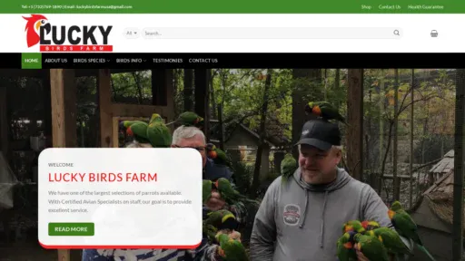 A screenshot of Luckybirdsfarm.com