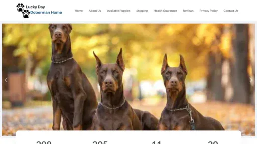 A screenshot of Luckydaydobermanshome.com
